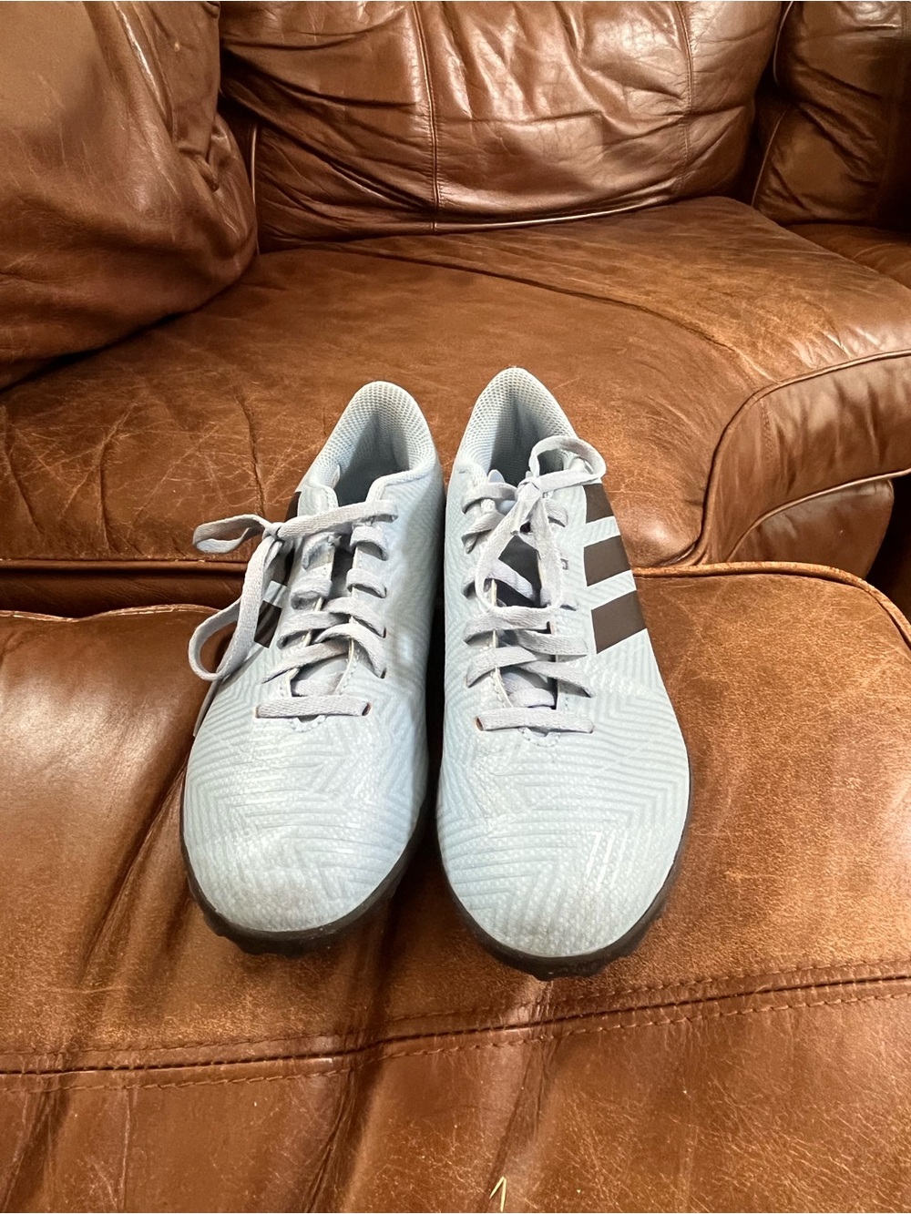 Men's Light Gray Athletic cleats with Black Stripes